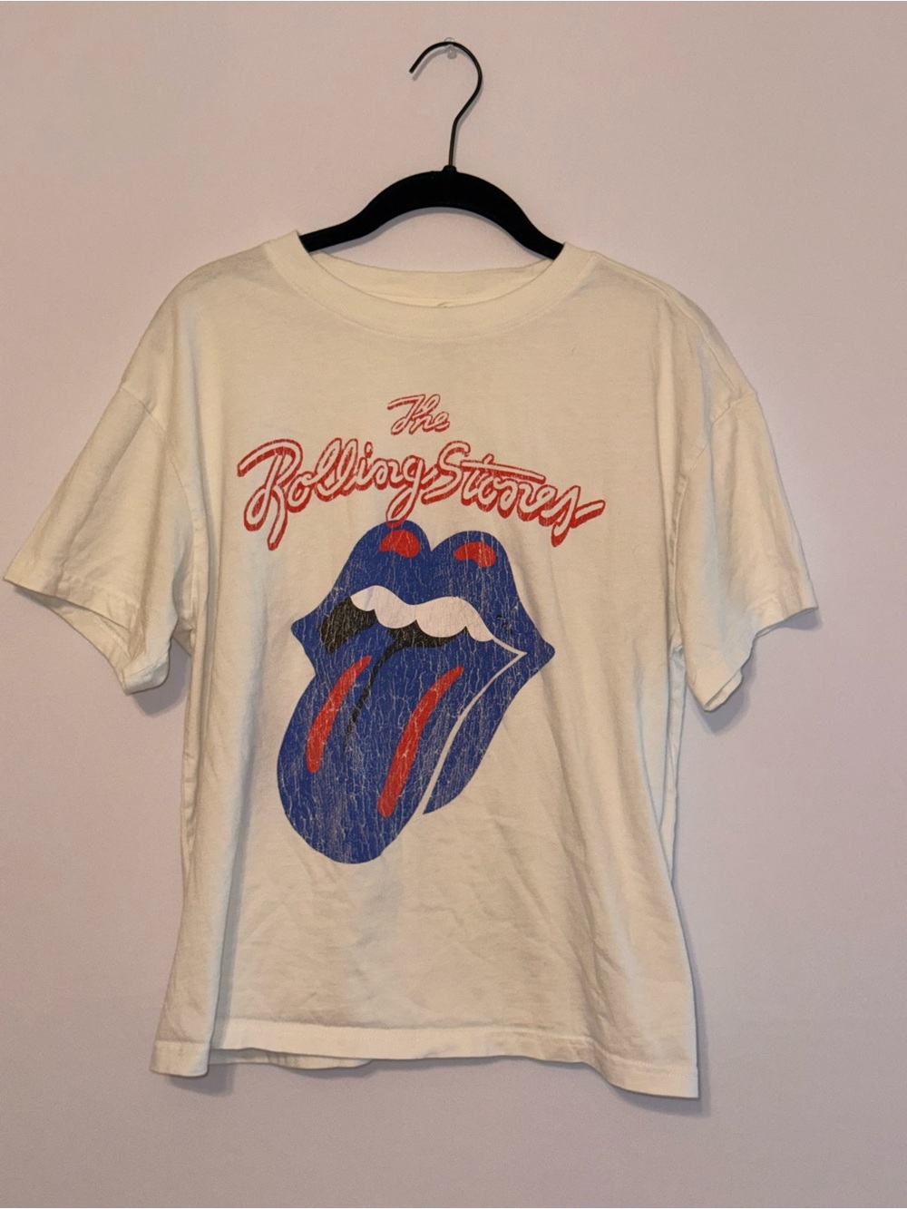 H&M Kids White Tee with Blue & Red Rolling Stones Logo